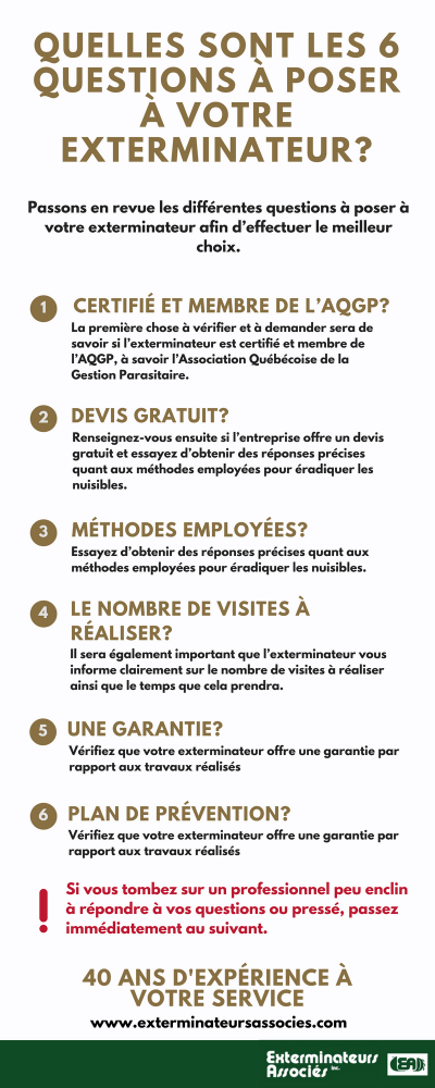 Infographic - What questions to ask your exterminator, Exterminateurs Associés